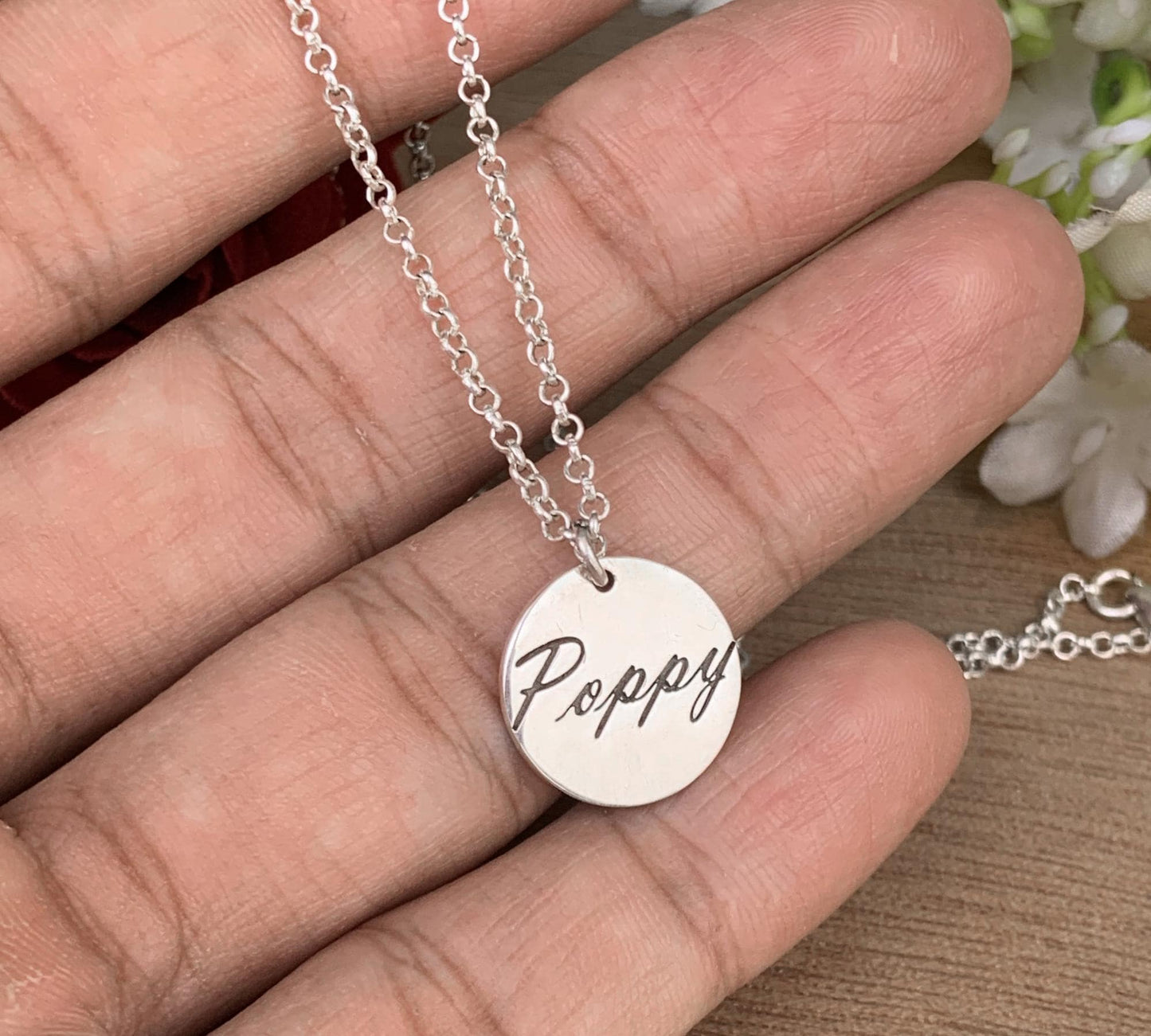 Custom Name Necklace with Round Pendant – Silver & Gold Jewelry, Gift for Her
