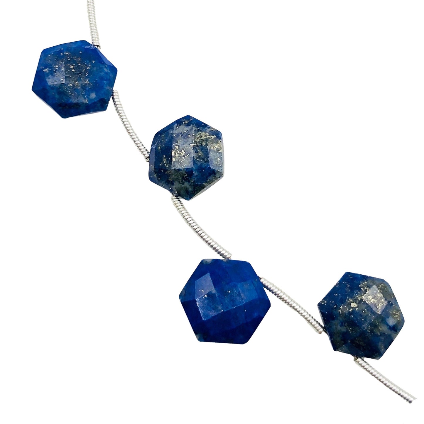 Natural Lapis Lazuli Faceted Hexagon Beads – Side Drill Natural Gemstones
