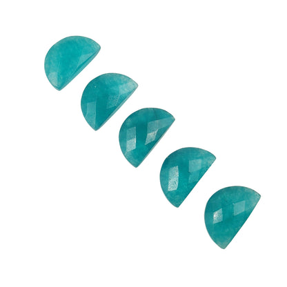 2 Pieces Teal Blue Quartzite Faceted D' Shape Gemstone, Size 10mmx16mm, Carved Quartzite Briolette, Half Moon Shape Gemstone, SKU-228