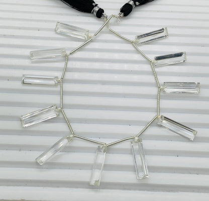 10 Pieces Natural Crystal White Baguette Step cut Faceted Gemstone beads Size 20X6X4mm Gift for her and jewelry making BBI1139