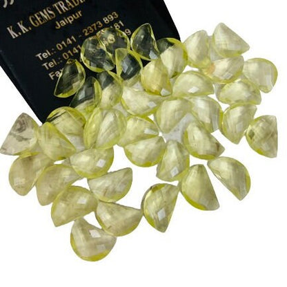 2 Pieces Natural Lemon Quartz Faceted D' Shape Gemstone, Size 10mmx16mm,Half Moon Shape Gemstone Briolette, Loose Beads For Jewelry making