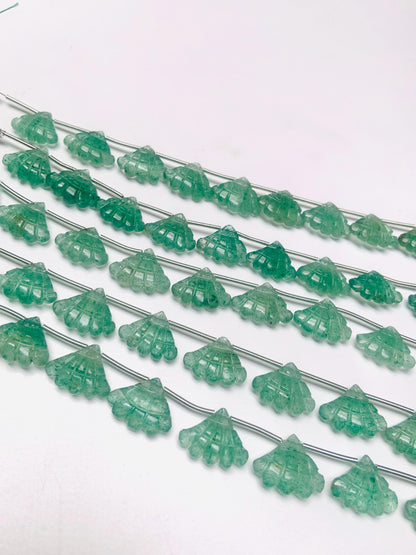 10 Pcs Natural Green Strawberry Triplet Carved Tree Shape Briolette Side Drill Beads Size 13x16x5mm fancy shape briolette for jewelry making