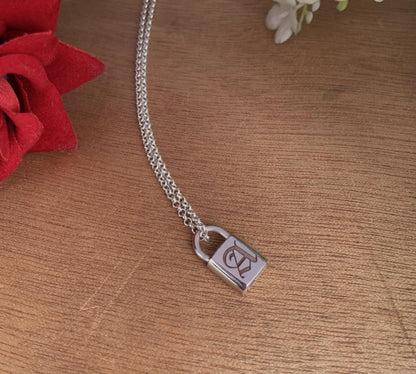 Personalized Love Lock Necklace – Dainty Initial Silver or Gold Gift for Her