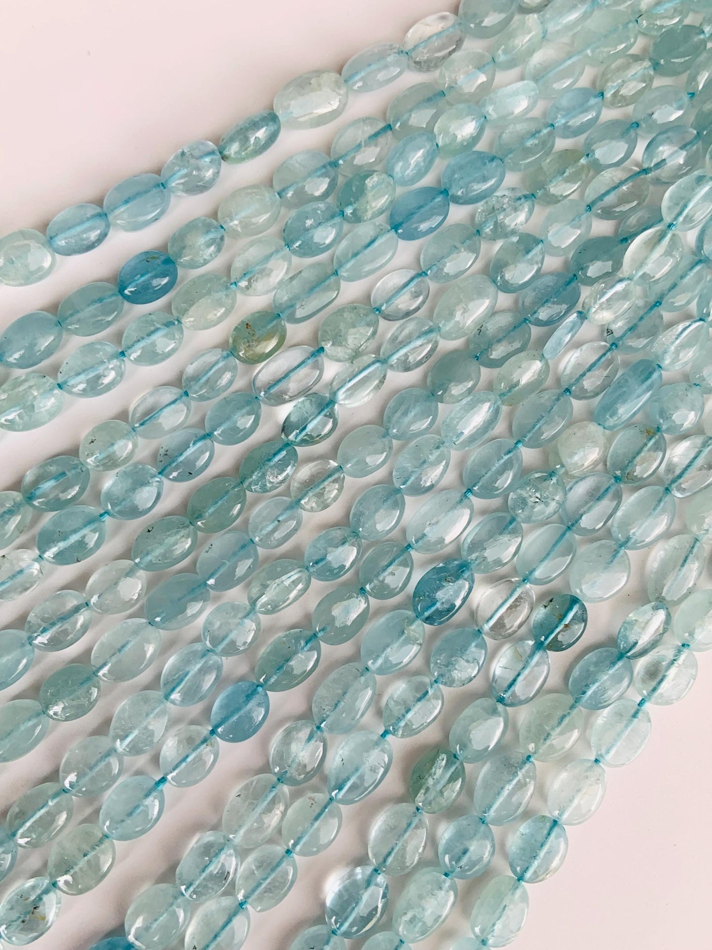 Natural Aquamarine Smooth Oval Nugget Beads Uneven Freeform Gemstone