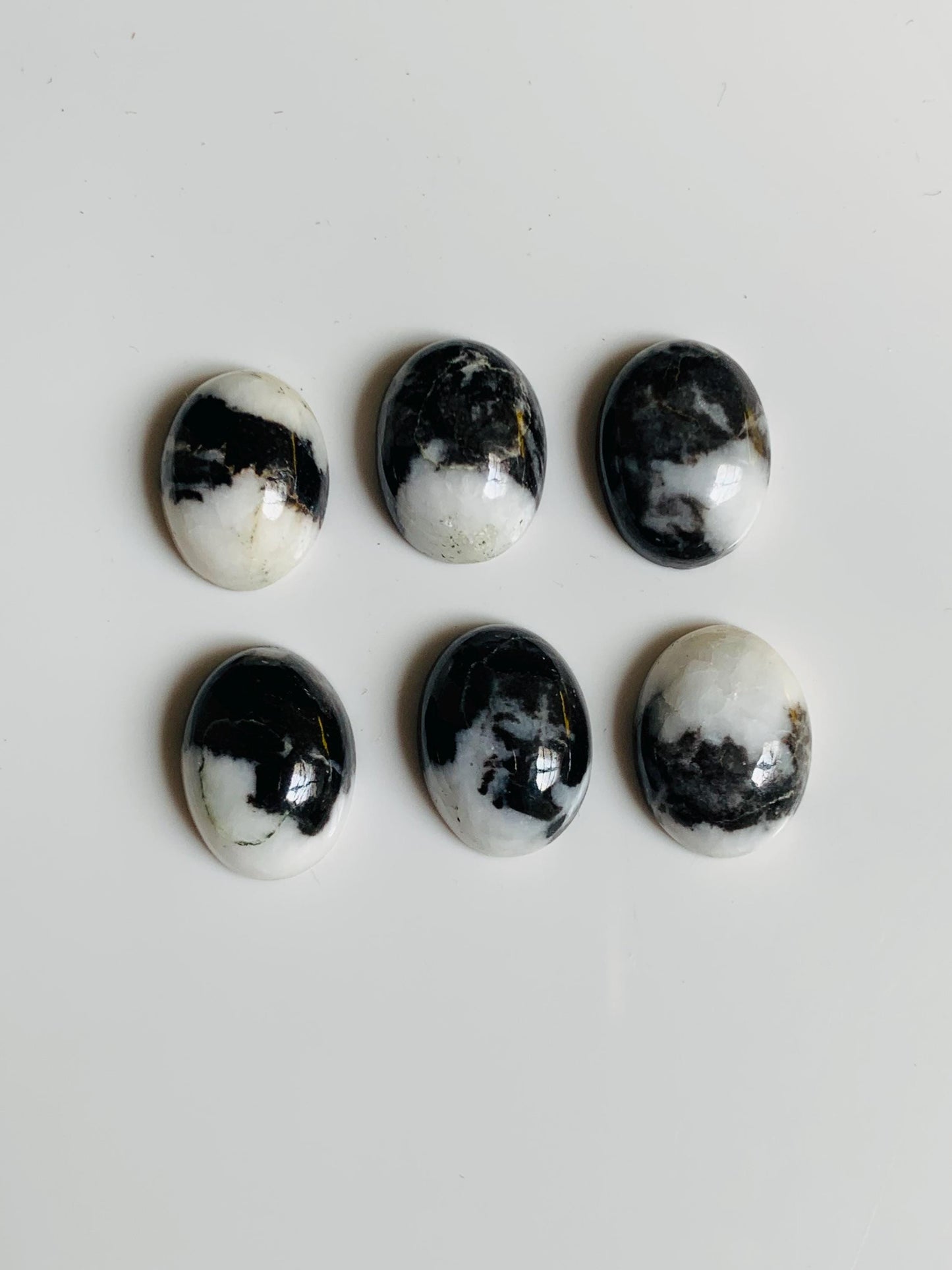 Zebra Jasper Oval Cabochons, Black & White Gemstone (12x16mm)