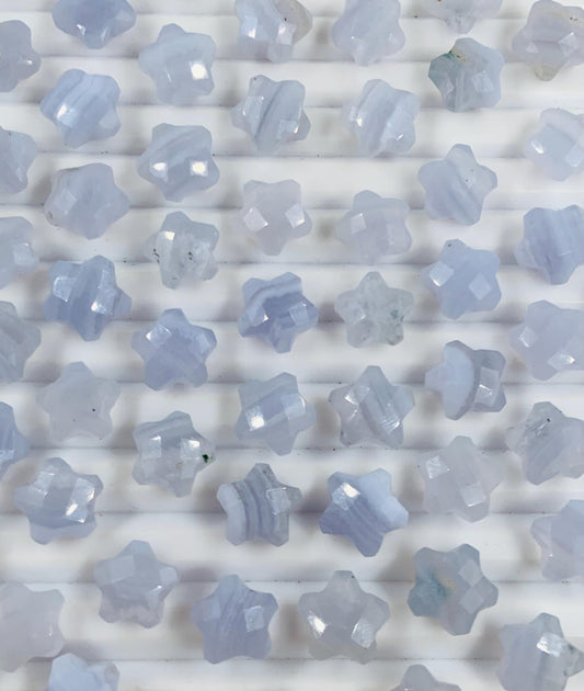 2,3,4,5 Pcs Natural Blue Lace Agate Hand Carved Star Shape Briolettes, Star Shape Gemstone For Jewellery, Star Shape Briolettes 10 mm