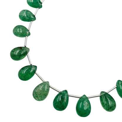 Natural Green Strawberry Quartz Smooth Pear Shape Beads , Natural Gemstone Briolette Side Drill Beads | Beads For Jewelry | SKU - BBI742