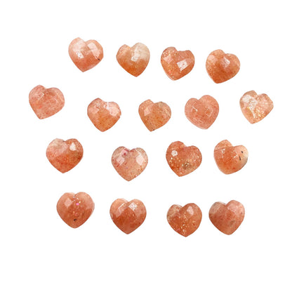 2 Pieces Natural Orange Sunstone Hand Carved Heart Shape Gemstone, Faceted Heart Shape Briolette , Size 10mm, Jewelry Supplies, SKU-BBI303