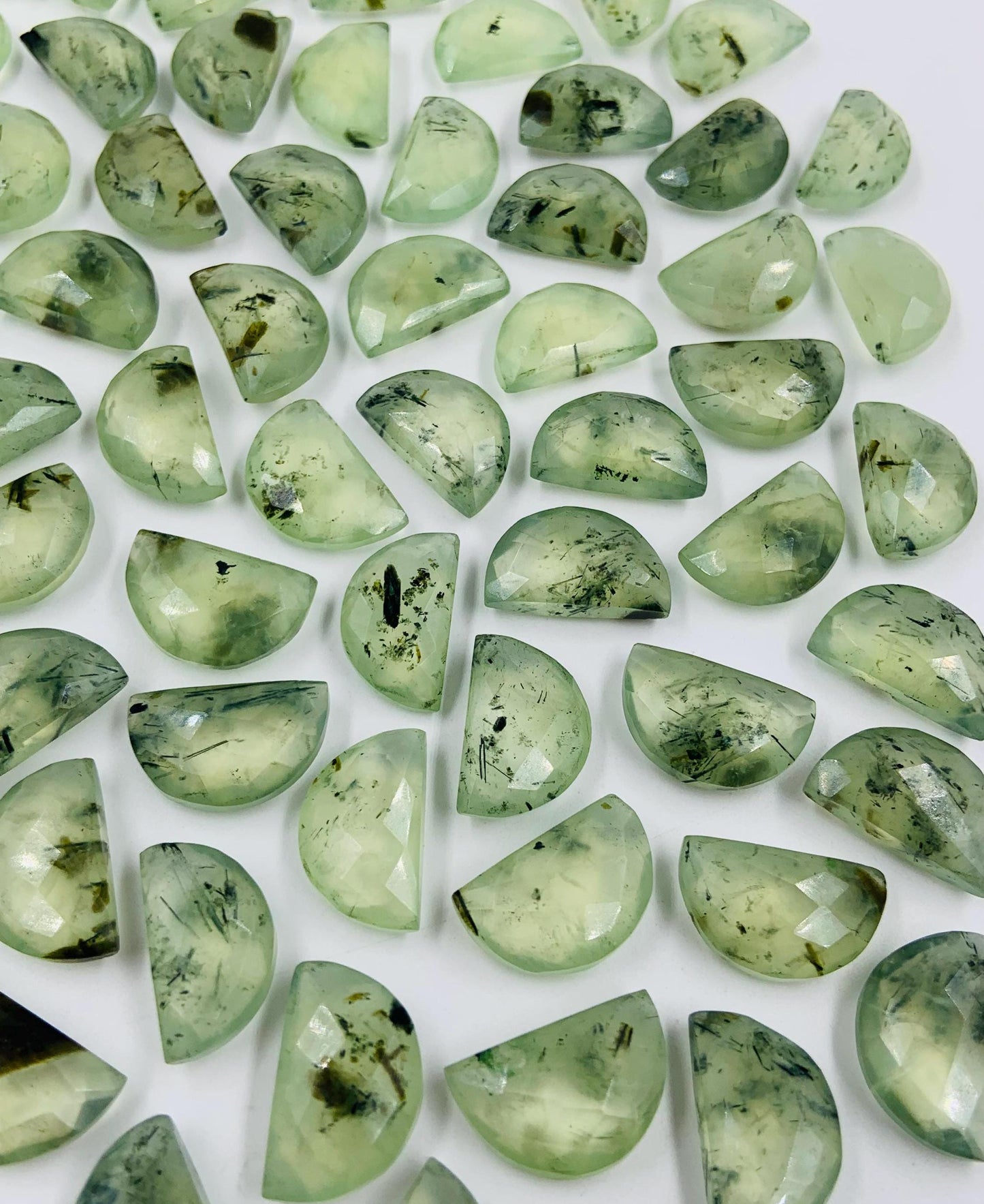 Natural Prehnite Half Moon Gemstone 2 Pcs 10x16mm Faceted Briolette