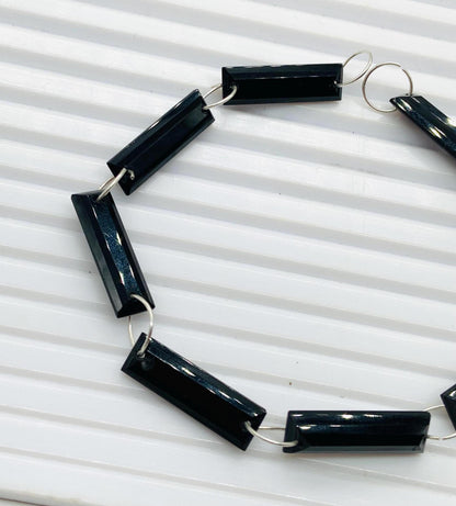Black Onyx 10 Pieces Baguette Step-Cut Faceted Beads 20x6x4mm | Both Side Drill