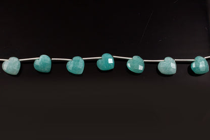 Natural 10mm Blue Amazonite Gemstone Heart Beads Necklace, Faceted Amazonite Gemstone Necklace Birthday Gift