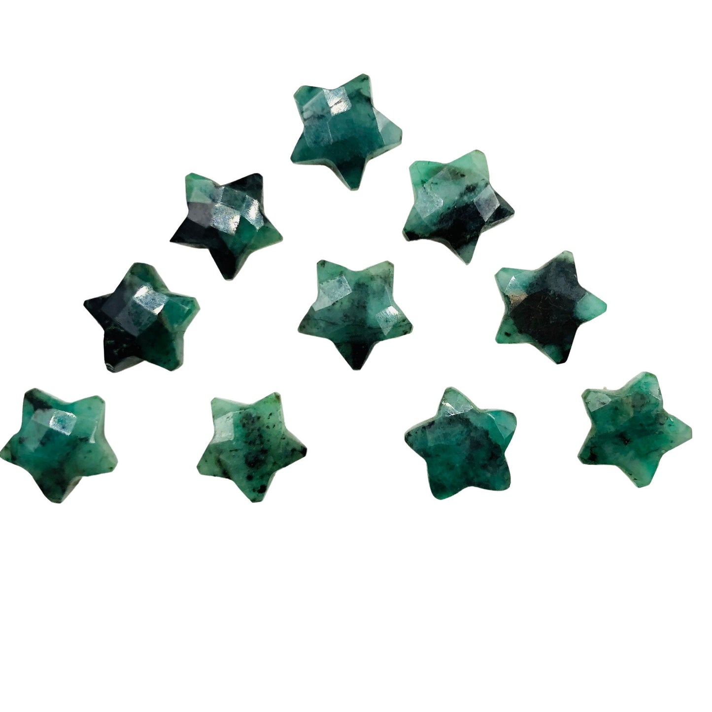 2 Pieces Natural Emerald Faceted Star Shape Gemstone, Size 10mm, Hand Carved Star Briolette, Loose Gemstone For Jewelry Making, SKU - BBI125