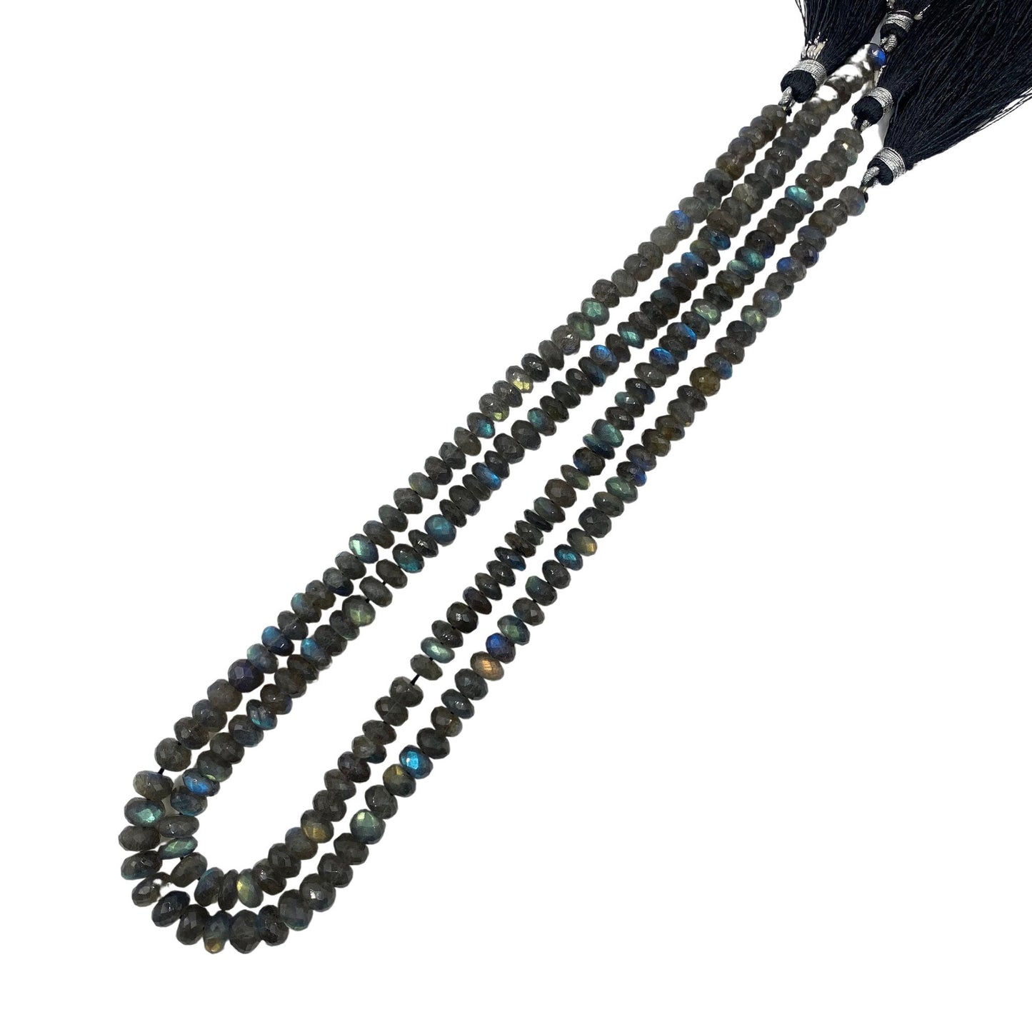 AAA Labradorite Rondelle Beads – Faceted Blue Flash Natural Gemstone Strand (16 Inch)