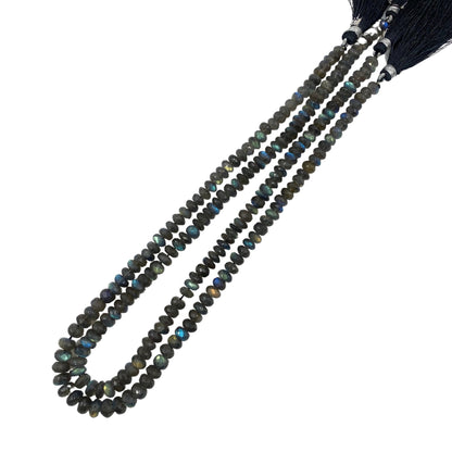 AAA Labradorite Rondelle Beads – Faceted Blue Flash Natural Gemstone Strand (16 Inch)