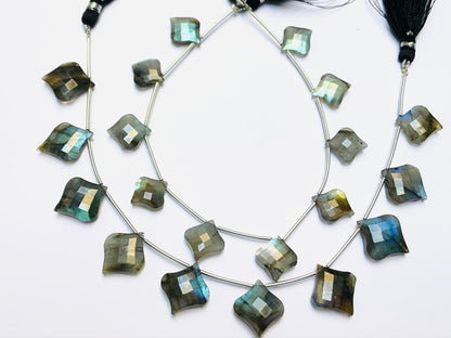 Natural Labradorite Blue Flash Beads - Faceted Fancy Cut Gemstone Briolette 12 Pcs