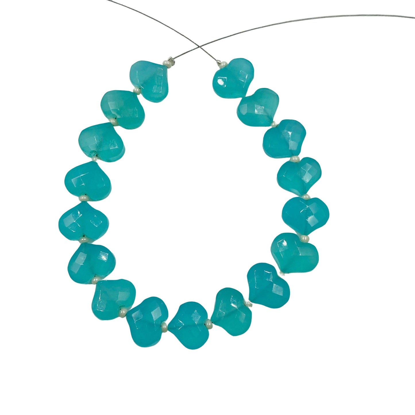 Quality 100% Natural Aqua Chalcedony Faceted Heart Shape Gemstone Beads , Aqua Chalcedony Gemstone Jewelry Beads , 10mm Approx, BBI1556