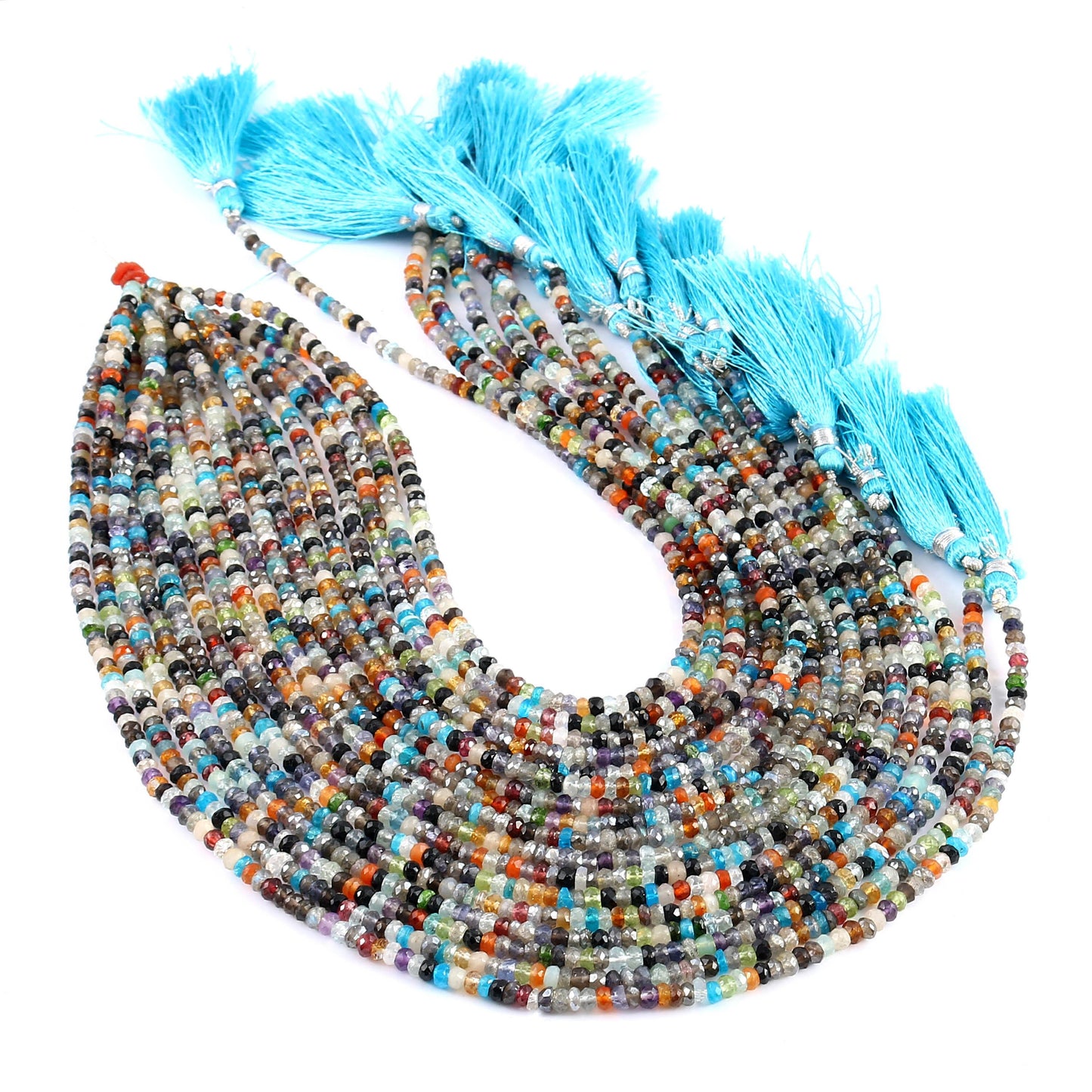 AAA Natural Multi Gemstone Faceted Rondelle Beads , Semi Precious Gemstone Beads Rondelle ,Faceted beads , 4mm 13 Inch SKU-BBI669
