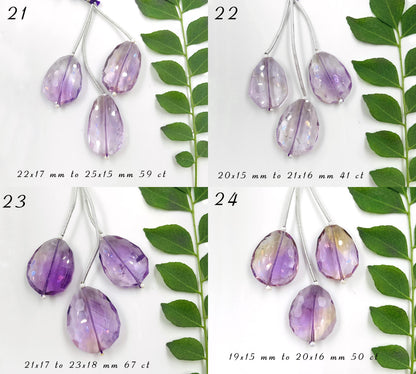 Natural Amethyst and Ametrine Faceted Free Form shape gemstone beads Straight drilled Free Form beads for jewelry making gift for her