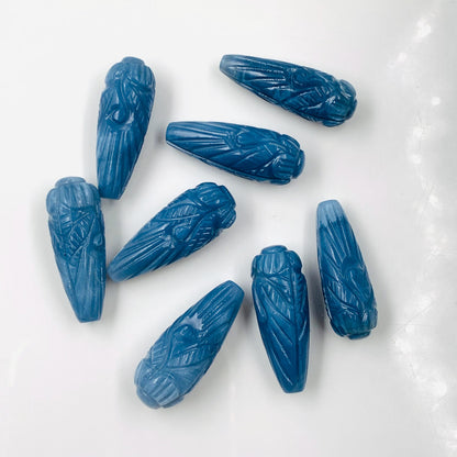 Hand Carved Blue Opal Briolette Beads: Drop Shape Pair, 9x26mm