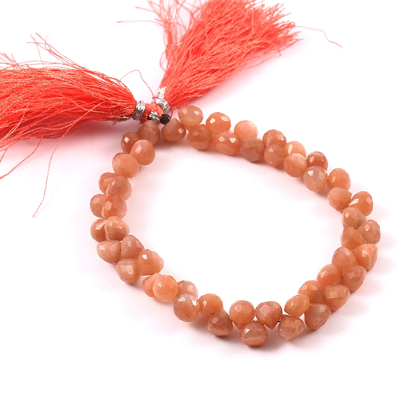 Natural 6mmx7mm Peach Moonstone Gemstone Onion Beads Necklace, Faceted Peach Moonstone Gemstone Necklace Birthday Gift BBI895