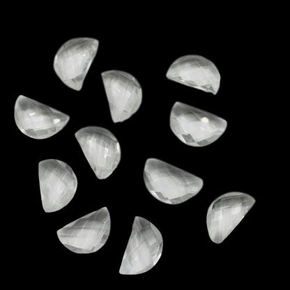 Natural Crystal Quartz Gemstone Beads, Faceted Half Moon "D Shape Beads, Carving Gemstone, Size 11x16 mm, Loose Beads For Jewelry,SKU-BBI375