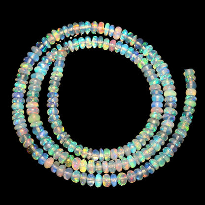 AAA Natural White Ethiopian Opal Smooth Rondelle Beads 5.5mm–6mm