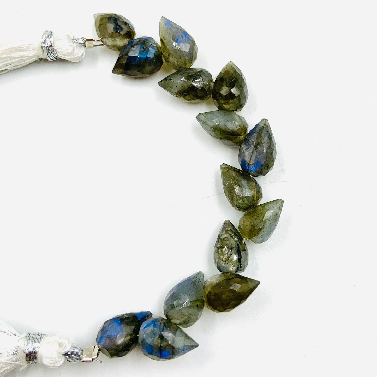 Natural Labradorite Buds Beads - Faceted Gemstone Briolette 4 inch