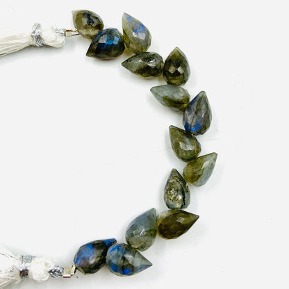 Natural Labradorite Buds Beads - Faceted Gemstone Briolette 4 inch