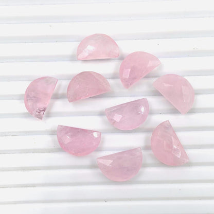 2 Pieces Natural Morganite Faceted D' Shape Gemstone, Size 10mmx16mm, Half Moon Shape Gemstone Briolette, Semi circle D for jewelry making