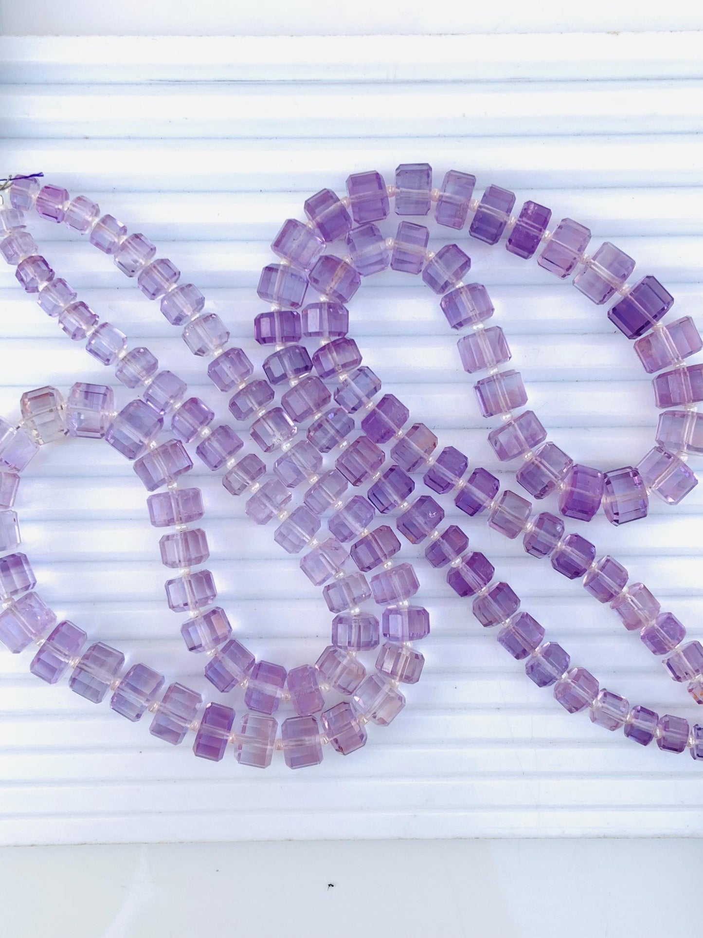 Natural Brazilian Amethyst Faceted Tyre Gemstone Beads 15" Strand