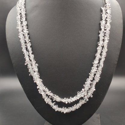 Natural Clear Crystal Quartz Smooth Uncut Chips Raw Gemstone Beads, 34" Inches Strand, White Crystal Uncut For Jewelry,  SKU- BBI704