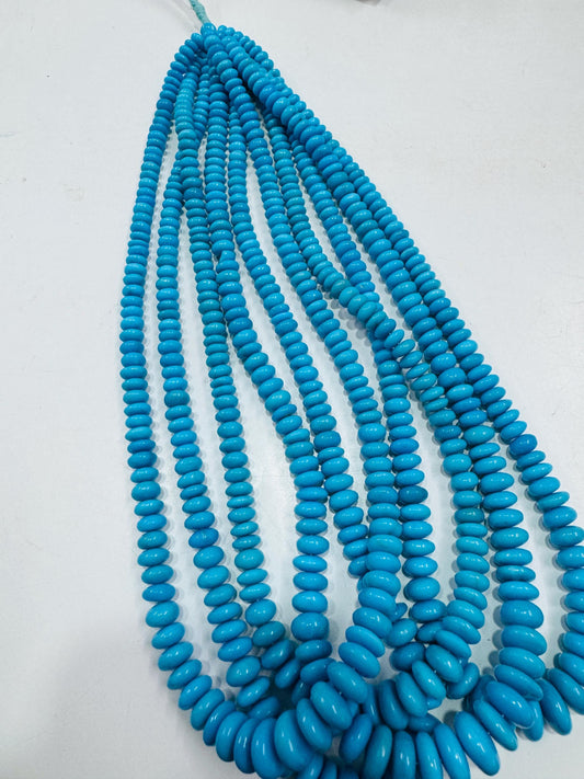 Natural Blue Turquoise Sleeping beauty Rondelle Beads, 6-10mm, 16 Inch Strand