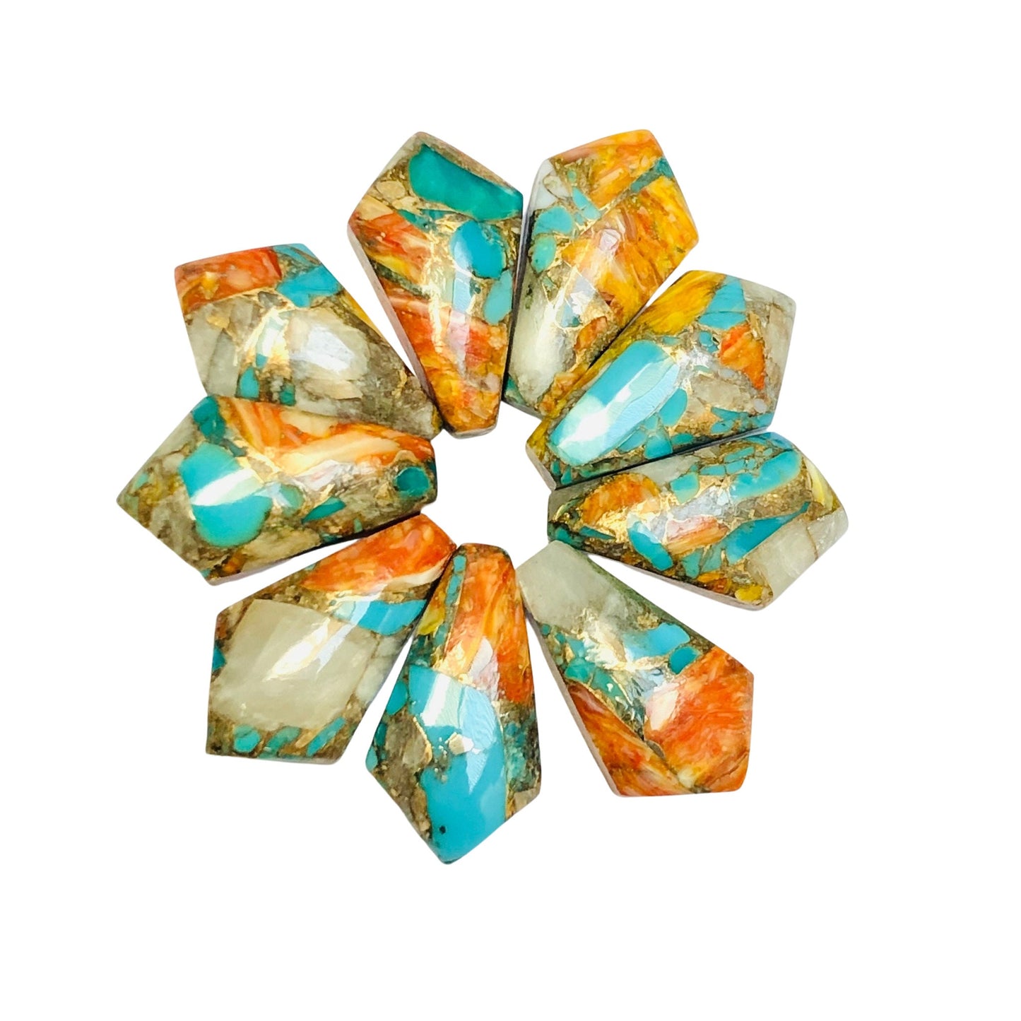 1 Pair Spiny Oyster Copper Turquoise Smooth Kite Shape Gemstone, Size 10X18mm, Matching Pair Briolette, Earring Making , SKU - BBI975
