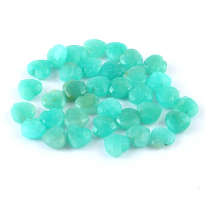 Natural Amazonite Hand Carved Heart Shape Loose Gemstone Beads , Carved Heart Shape Gemstone Briolettes ,Loose Gemstone Beads , 10mm BBI325