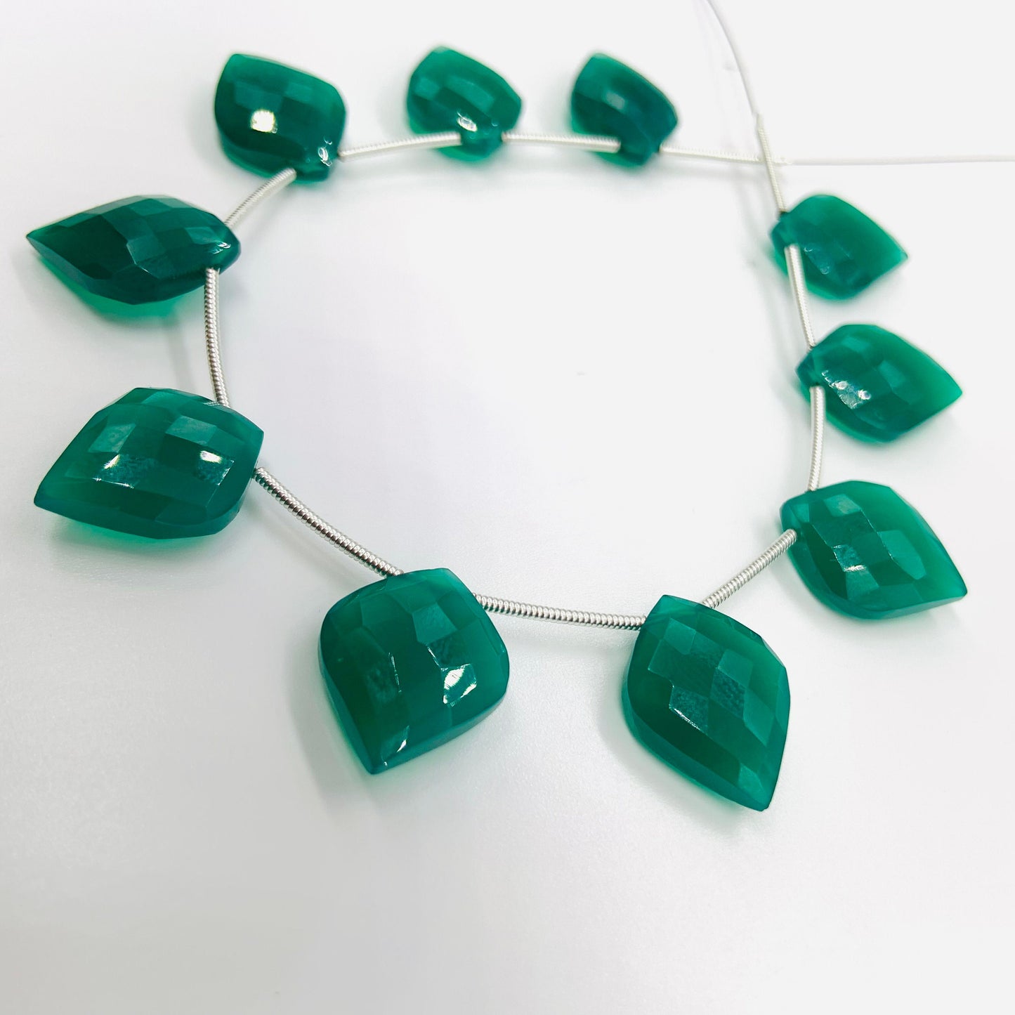 Green Onyx 10 Pieces Fancy Cut Briolette Beads | Faceted Gemstone Side Drill Beads