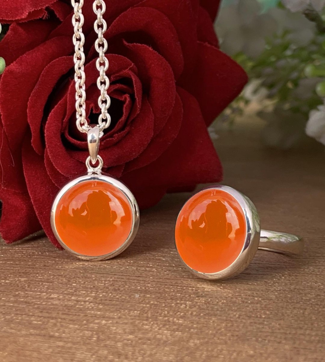 18k Gold & Silver Carnelian Crystal Necklace, Red Real Gemstone Pendant, Dainty Jewelry, Unique Gift for Her, Handmade Necklace, P - 0055 - BeadsBoatInc