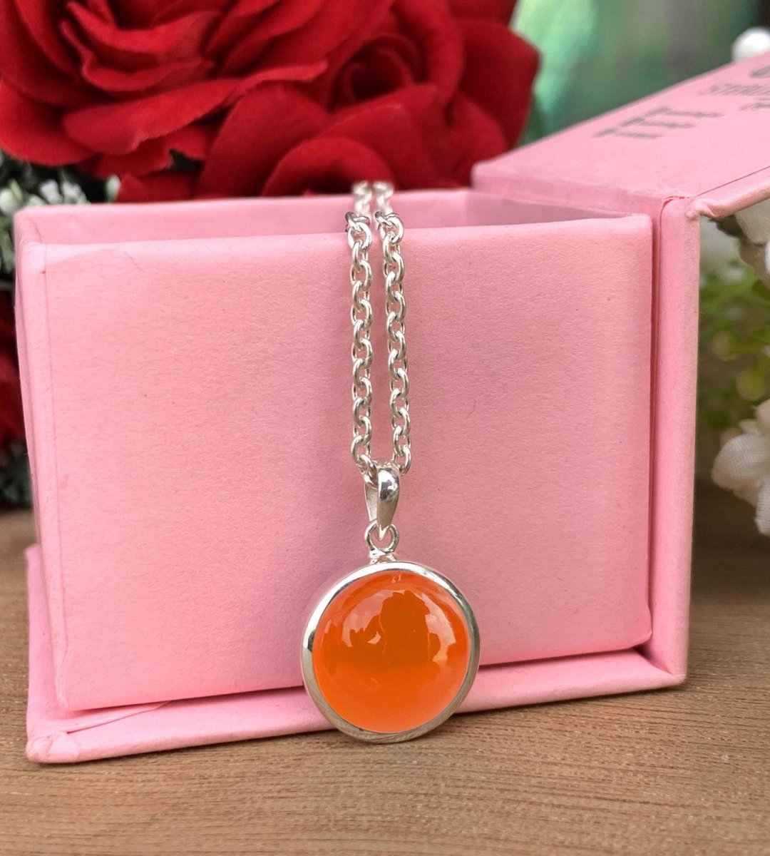 18k Gold & Silver Carnelian Crystal Necklace, Red Real Gemstone Pendant, Dainty Jewelry, Unique Gift for Her, Handmade Necklace, P - 0055 - BeadsBoatInc