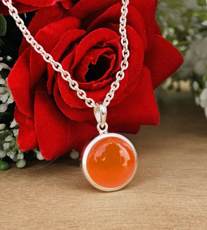 18k Gold & Silver Carnelian Crystal Necklace, Red Real Gemstone Pendant, Dainty Jewelry, Unique Gift for Her, Handmade Necklace, P - 0055 - BeadsBoatInc