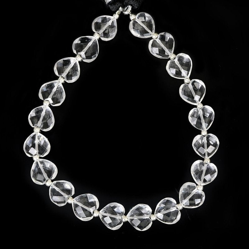 19 pcs Natural Crystal Quartz Carved Heart shape Gemstone Briolette Beads | Beads For Jewelry | Wholesale Gemstone beads BBI341 - BeadsBoatInc