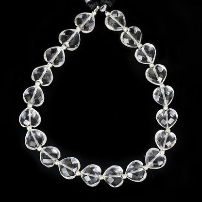 19 pcs Natural Crystal Quartz Carved Heart shape Gemstone Briolette Beads | Beads For Jewelry | Wholesale Gemstone beads BBI341 - BeadsBoatInc