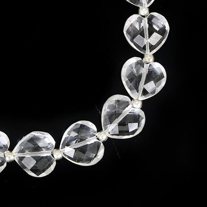 19 pcs Natural Crystal Quartz Carved Heart shape Gemstone Briolette Beads | Beads For Jewelry | Wholesale Gemstone beads BBI341 - BeadsBoatInc