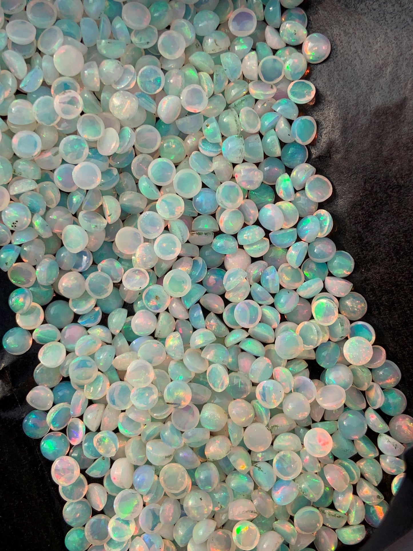 Natural Ethiopian Opal Smooth Round Gemstone Cabochon, CALIBRATED Loose Stone Cab, Round Jewelry Making Cabs Semi Precious Cabochon for ring