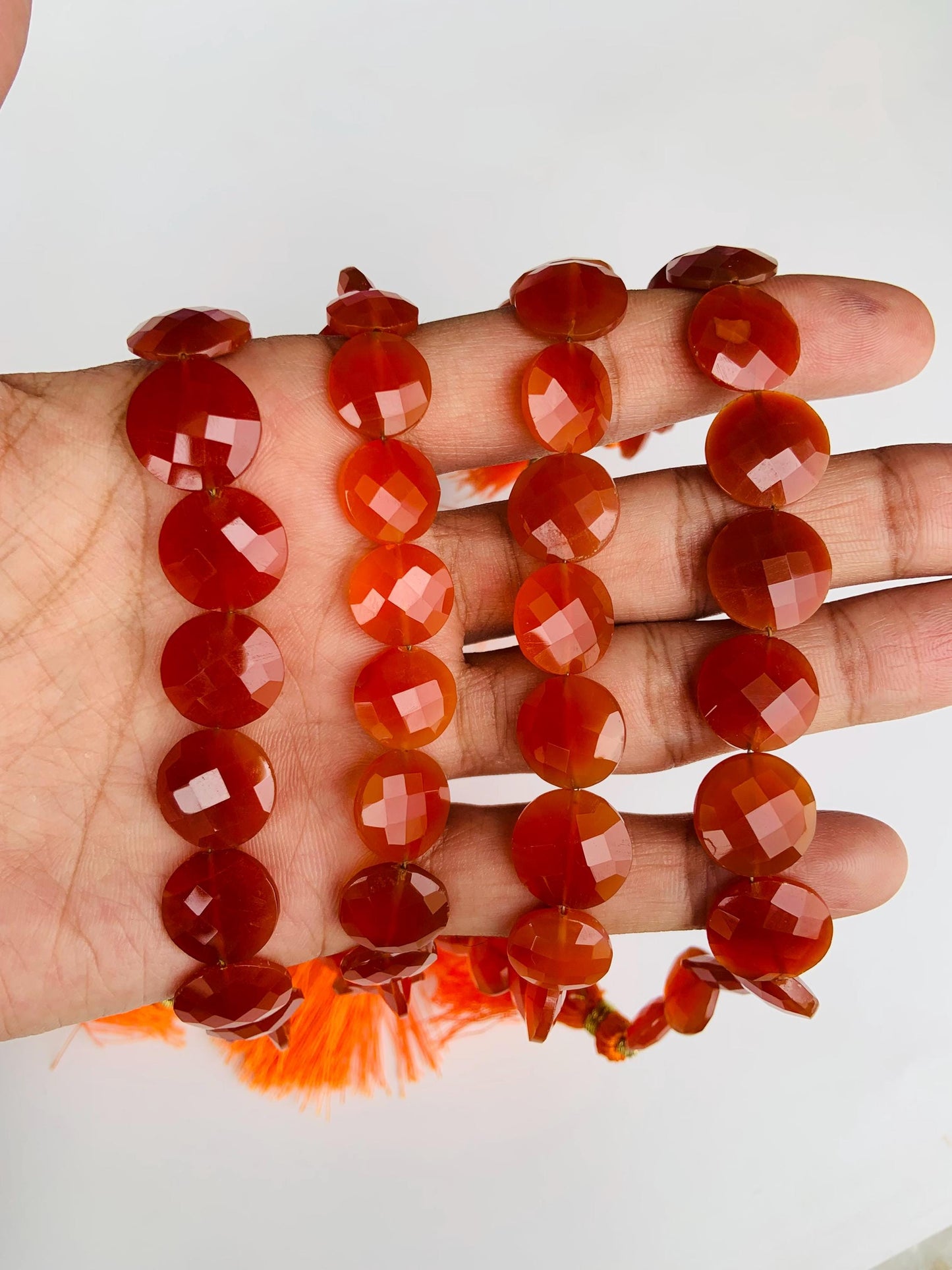 Natural Carnelian Faceted Round Beads 12-14mm – 15 Pcs for Jewelry Making
