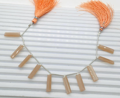 10 Pieces Natural Peach Moonstone Baguette Step cut Faceted Gemstone beads Size 20X6X4mm Gift for her BBI1135