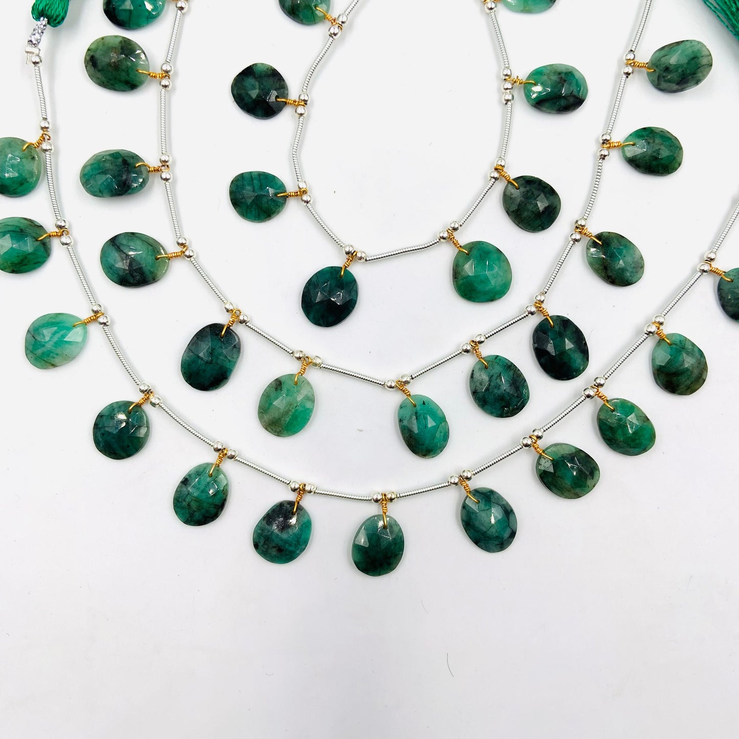 8 Pieces Natural Emerald Rose Cut Slices Cabochons , Free Form Shape Cabochon, Faceted Rose Cut Flat Back Cabochons, Cut Stones Cabochons.