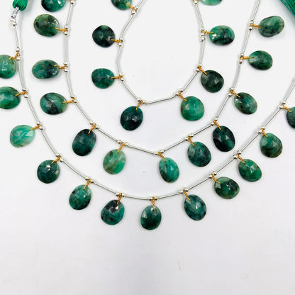 8 Pieces Natural Emerald Rose Cut Slices Cabochons , Free Form Shape Cabochon, Faceted Rose Cut Flat Back Cabochons, Cut Stones Cabochons.