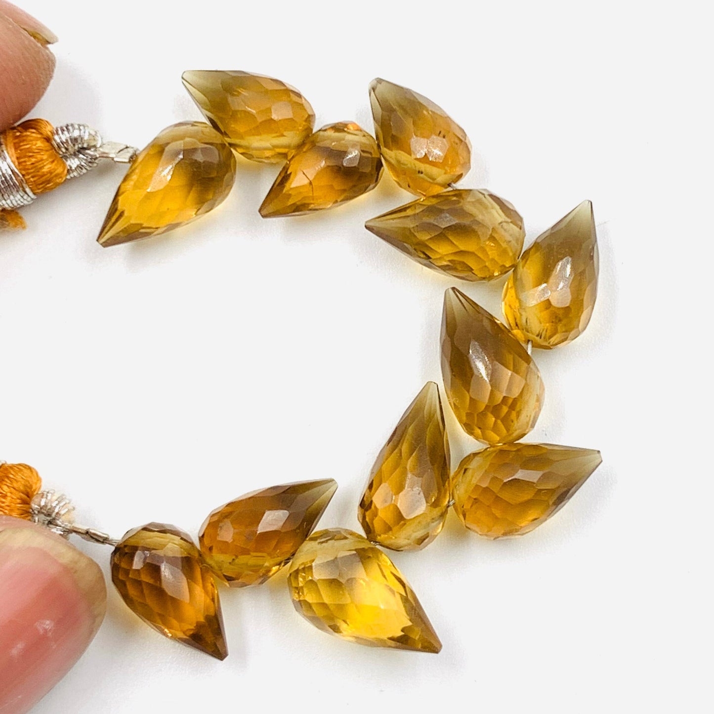 4 Inches Natural Beer Quartz Buds Briolette Beads Drop Shape Faceted Flower Buds Size 5X9mmTo 6X10mm Beer Quartz Drops jewelry Making