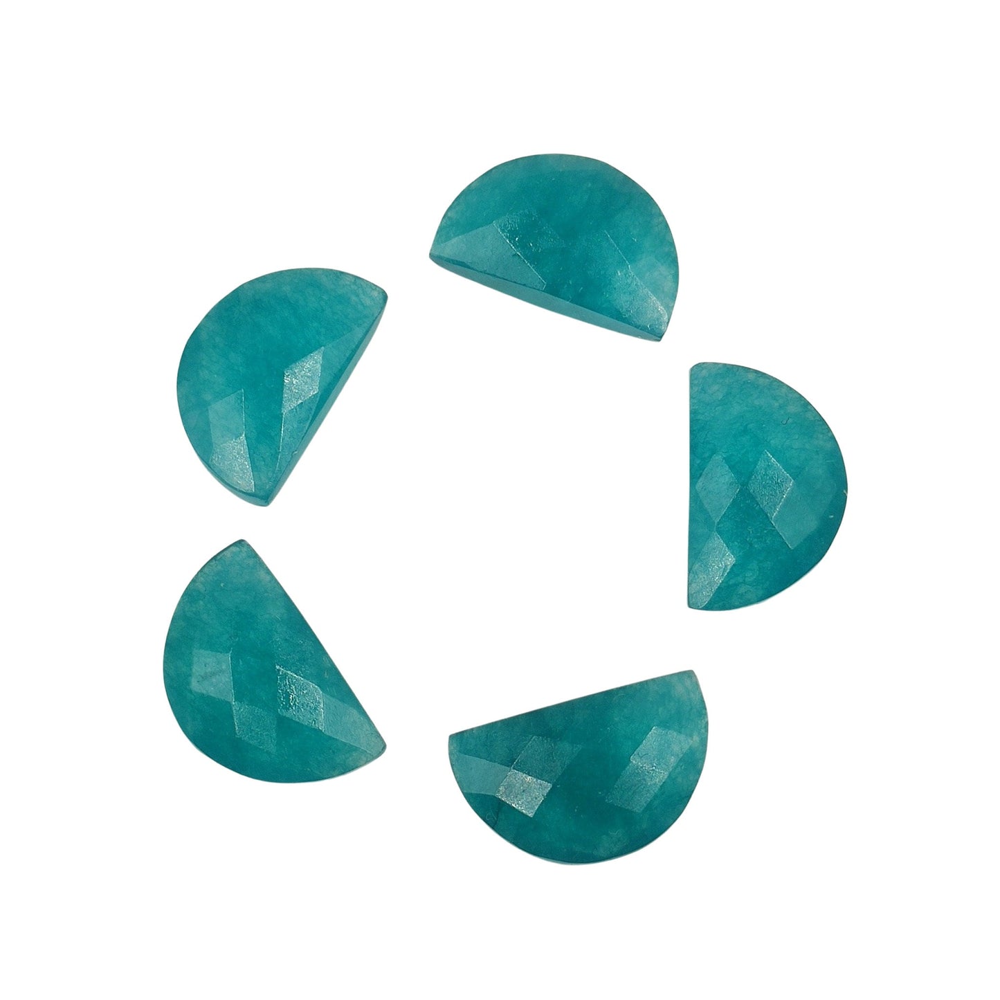 2 Pieces Teal Blue Quartzite Faceted D' Shape Gemstone, Size 10mmx16mm, Carved Quartzite Briolette, Half Moon Shape Gemstone, SKU-228