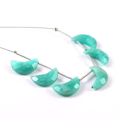 6 Pieces Natural Amazonite Gemstone, Crescent moon shape gemstone, carving gemstone, natural gemstone, moon shape gemstone, size 7x16 mm