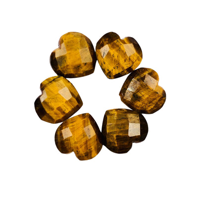 2 Pieces Natural Tiger Eye Faceted Heart Shape Gemstone, Size 10mm, Hand Carved Briolette, Loose Gemstone For Jewelry Making , SKU - BBI308
